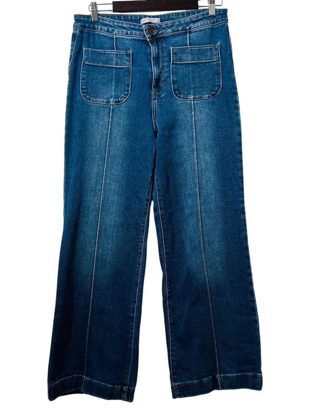 WOMENS wide leg size 14 jeans with line detail. SUPER HIGH RISE LAUREN CONRAD